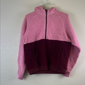 Outdoor Voices Megafleece 1/2 zip wool blend pullover hoodie  pink size small